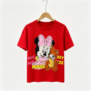 ZiTong Fashion Cute <strong>Minnie</strong> <strong>Mouse</strong> with Teddy Bear Graphic <strong>T</strong>-<strong>shirt</strong> Women Casual Loose Short Sleeve Top - Product Image 6