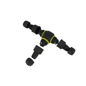 Manchon de connecteur en forme de T IP68 pour câble LED étanche, 3 pôles mâle/femelle, nickelé, section 1,5 mmq, raccord de câble - Product Image 4