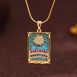 قلادة التاروت العتيقة ، قلادة على شكل قطرة نجمة من الفولاذ المقاوم للصدأ ، سلسلة فيجارو مطلية بالذهب للنساء ، ذكرى الأطفال - Product Image 6