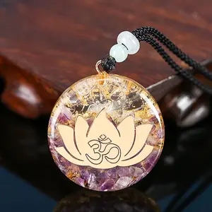New Arrivals Real Natural Amethyst Stone Chips Symbol Pendant Necklaces Healing Crystal Quartz Protection Orgone Jewelry