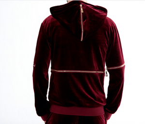 Elegantes Trajes Deportivos <span class=keywords><strong>de</strong></span> <span class=keywords><strong>Terciopelo</strong></span> Personalizados para <span class=keywords><strong>Hombre</strong></span>, Ropa al por Mayor, Trajes Deportivos <span class=keywords><strong>de</strong></span> <span class=keywords><strong>Terciopelo</strong></span> Rojo Borgoña con Cremallera Personalizados para <span class=keywords><strong>Hombre</strong></span> - Product Image 4