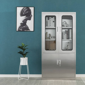 Armoire de distribution pharmaceutique mobile en acier inoxydable, design minimaliste moderne, protection incendie, avec serrure - Usage commercial, 2 portes - Product Image 4
