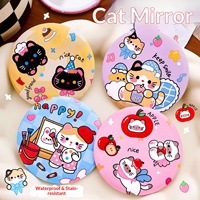 Mini miroir portable à thème chat mignon, design dessin animé, idéal pour les étudiants, pour retouches rapides, petit miroir cosmétique élégant pour chambre et usage commercial