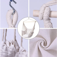 Hamac suspendu en coton avec barre de suspension en bois et coussin moelleux pour jardin et intérieur
