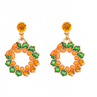 Boucles d'oreilles clous en alliage de zinc électroplaqué, motifs feuille d'érable, dinde, citrouille, tournesol, pour femme, collection automne Thanksgiving