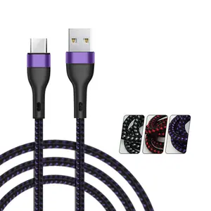 Cable de carga rápida 3A, Cable de datos USB para teléfono, de tela trenzada, Compatible con teléfonos Samsung