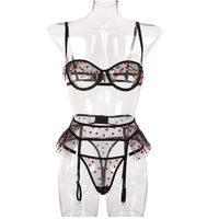Ensemble de lingerie sexy en dentelle transparente pour femmes matures, vêtements de nuit chauds 2022, lingerie érotique en 3 pièces, soutien-gorge et culottes