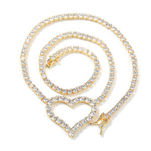 Collana a Cuore con Gioielli Luccicanti per il Ballo di Fine Anno, Catena Tennis 3MM, <span class=keywords><strong>Serie</strong></span> Design Amore, Moda Femminile di Lusso, Charm CZ, Girocollo - Product Image 5