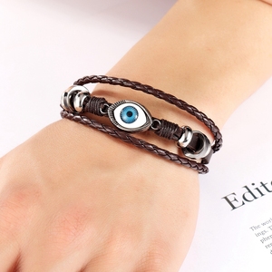 Bracelet en cuir multicouches pour homme, accessoires de bijouterie, Design mauvais œil, 2019 - Product Image 6