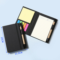 Carnet en papier kraft auto-adhésif avec logo personnalisé, stylo, notes adhésives, bloc-notes avec porte-stylo, blocs-notes écologiques