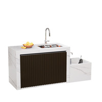 Mesa de lavado de aleación de aluminio para jardín al aire libre de almacenamiento avanzado, consola de plataforma de isla personalizada, gabinete de tablero de roca, gabinetes de Bar
