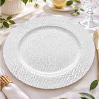 Assiettes de présentation géométriques Woju de 13 pouces en plastique argenté thermolaqué avec texture nid d'abeille pour la décoration de table de mariage