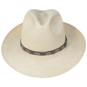 Panama Straw Fedora <b>Hat</b> for Men Wide Brim Cowboy Style Sun <b>Hat</b> with Leather <b>Band</b> for Outdoor - Product Image 2