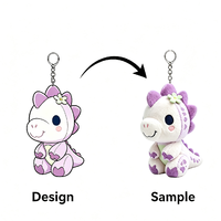 Porte-clés en peluche dinosaure personnalisé de haute qualité, mignon, en polyester, super doux, rembourrage en coton PP, doublure en maille, fonction anti-stress