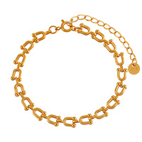 Bracelet en forme de U pour femmes, plaqué or 18 carats, acier inoxydable, lien minimaliste pour un usage quotidien, bracelet personnalisé