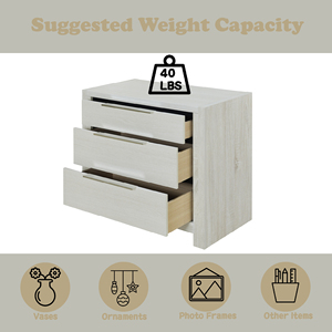 Jehoram Beige Nightstand 3 <b>Drawer</b> <b>Storage</b> Unit <b>For</b> Bedroom Use - Product Image 6