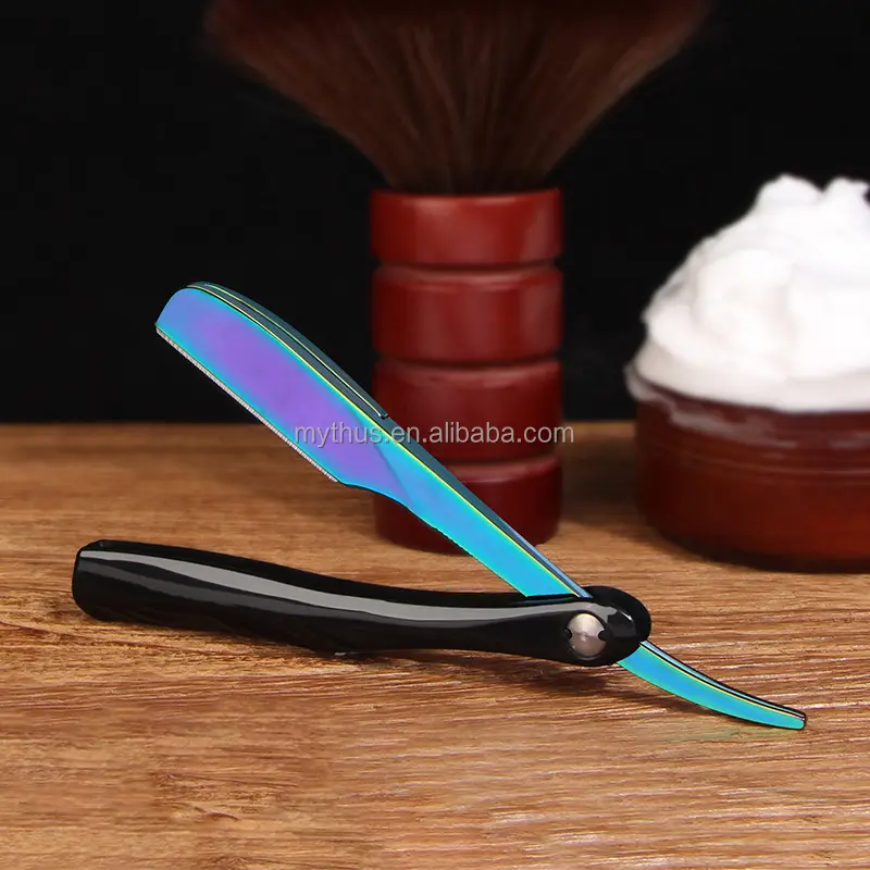 Multi Colors Plastic Handle Straight Hair Shaving Japanese Edge Razor Barber Tools Wholese Classic And Traditional Safety Razor