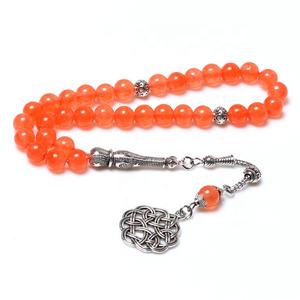 Rosario Islámico con Cuentas de Piedra Naranja, Collar de Oración Musulmán, Tasbih - Product Image 1