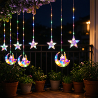 Guirlande lumineuse LED Ramadan, lune croissante, étoile, mosquée, décoration suspendue, 3m, rechargeable, à intensité variable, intérieur/extérieur