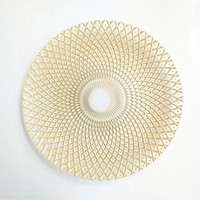 Plateau de service décoratif européen en gros, motif quadrillé, assiette de présentation ronde en verre électroplaqué de 13 pouces pour restaurant et fête