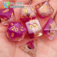 Dados de resina transparente para mesa de Rpg, dados cuadrados de 16Mm con borde afilado rojo mezclado, con logotipo personalizado, Dnd D10 D6 D20
