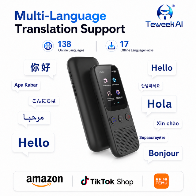 S80 AI Translator Device 138 Languages Online Offline Simultaneous Interpretation Text Mobile ChatGPT Global Travel