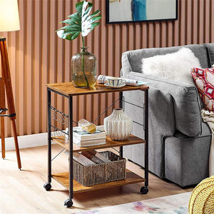 Étagère à micro-ondes à roulettes à 3 niveaux, chariot de cuisine pour micro-ondes avec étagère de rangement en bois - Product Image 4