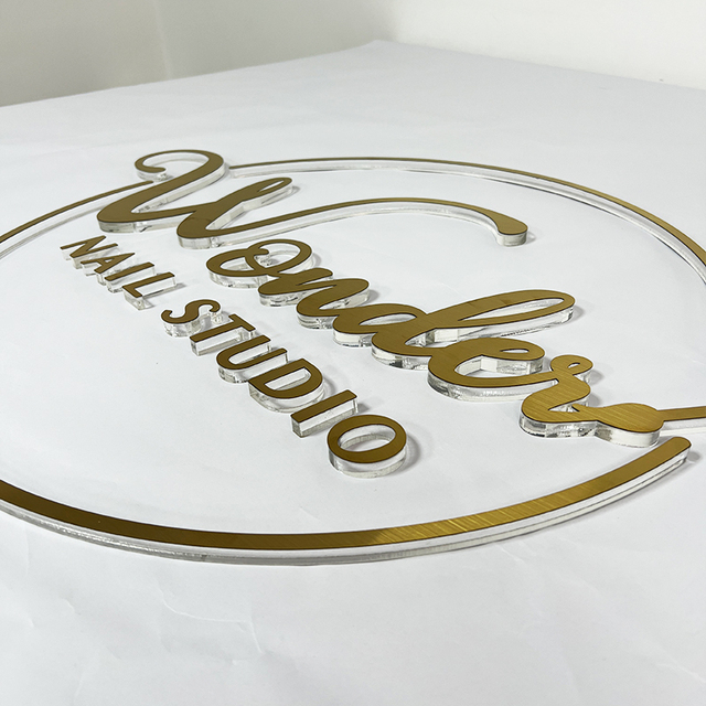 Stainless Steel Brushed Gold Acrylic Crystal 3D Three-dimensional Letter logo Background Wall Advertising logo Customization