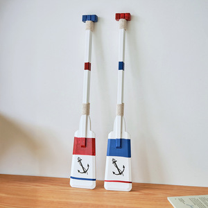 Mediterranean Style Wooden Oars Wall Decor 68 Cm <b>Red</b> Blue Dual Side Home Decoration Pine <b>Material</b> 2Pcs - Product Image 4