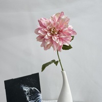 Bunga Dahlia Buatan Real Touch Tangkai Tunggal dari Kain Sutra untuk Buket Pesta Pernikahan, Dekorasi Rumah, dan Centerpiece