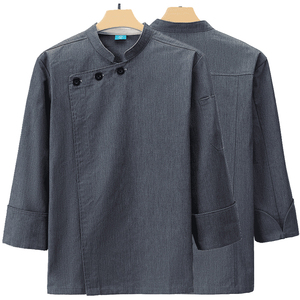 Conjunto de Uniforme de Chef Profesional Unisex con Botones Laterales de Tela Texturizada y Dobladillo con Puños para Servicios de Catering y Bistro - Product Image 3