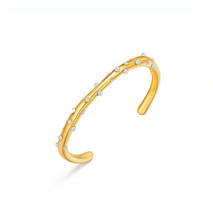 Pulsera de puño chapada en oro Amy Amy con bisel de perlas sintéticas, joyería minimalista para mujer B1116 - Product Image 3
