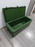 Glacière de pêche et de chasse rotomoulée 240QT avec bouchon de vidange Roues Poignées Coffre à glace pour stockage et transport de fruits de mer Bac à poisson isolé