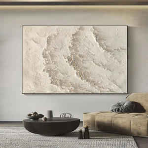 Peinture murale 3D à l'huile de <span class=keywords><strong>plage</strong></span> blanche, peinture texturée d'ondes océaniques, peinture Wabi Sabi pour salon, décoration, cadeau pour l'emménagement - Product Image 2