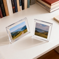 Cadre photo en acrylique PMMA de haute qualité personnalisé, relié par un aimant, taille A5, présentoir