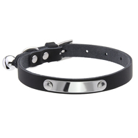 Kalung Kulit Sapi Asli Modern Sederhana Tahan Lama untuk Hewan Peliharaan dengan Label Nama Terukir, Pelat Baja Anti Karat untuk Anjing Kucing, Lonceng DIY, Lembut