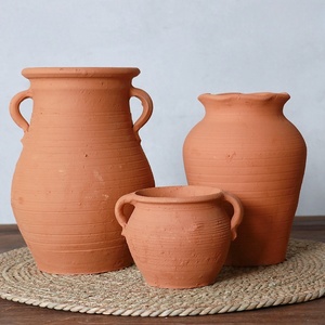 Grand pot de jardin rond en terre cuite avec poignées - Product Image 2