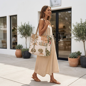Sac fourre-tout en coton à motifs faits main, style bohème, avec ouverture supérieure, idéal pour l'été, l'hiver, le printemps, les voyages, le shopping et la plage - Product Image 2