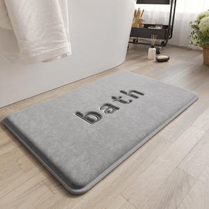 Tapis de bain rectangulaire gris absorbant en mousse à mémoire de forme, design moderne - Product Image 1
