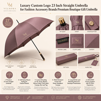 Parapluie Droit de Luxe Personnalisé 23 Pouces pour Accessoires de Marques de Vêtements, Parapluie Droit de Boutique Premium avec Boîte Cadeau