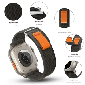 Bracelet de montre en nylon en gros pour Apple Watch S10, S11, 46mm, Ultra 49mm, SE 44mm – Bracelet de sport à boucle auto-agrippante - Product Image 2