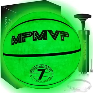 Ricaricabile illuminano il bagliore di pallacanestro nel buio led basket logo personalizzato incandescente di dimensioni 7 verde palla da basket in gomma