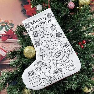 Calcetines Navideños para Colorear, Personalizados, Bolsa <span class=keywords><strong>de</strong></span> Regalo para Niños, Decoración Navideña, Santa Claus - Product Image 2