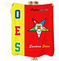 Nouvelle Couverture en Flanelle Douce de l'Ordre de l'Étoile d'Orient, Rayures Arc-en-ciel OES, Plaid pour Canapé et Lit, Idéale pour la Maison, les Voyages, Cadeau de Noël Personnalisé