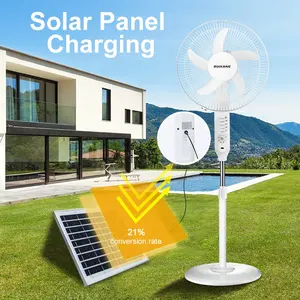 16 inch Ventilador Recargable Remote Lamp Portatil Portable Electric Rechargeable Solar Panel Brushless AC DC Cooling Stand Fan