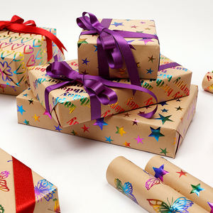 กระดาษคราฟท์หนา80กรัมกล่องของขวัญรูปดาวหัวใจวันเกิดกระดาษม้วนหรูหราสำหรับบรรจุภัณฑ์กระดาษห่อ - Product Image 4