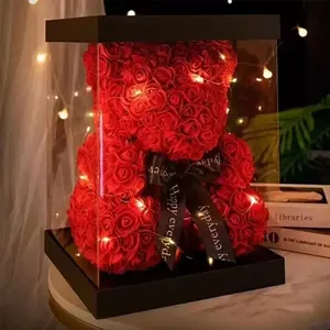 Wholesale Artificial Custom 25cm Teddy Bear Rose Flower Foam Osos De Rosas Valentines Day Gift
