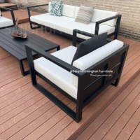 Canapé de jardin en aluminium Hangkai au design simple avec coussins pour mobilier d'extérieur de villa