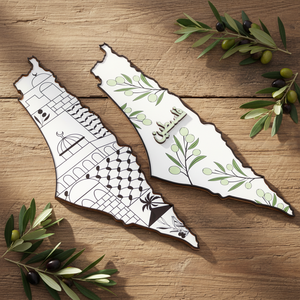 Carte de Palestine en bois sculptée à la main en 3D, design mosquée, souvenir réutilisable, décoration murale, art déco pour la maison - Product Image 1