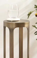 Table ronde personnalisable avec base en acier inoxydable et plateau en marbre pour salon, table d'appoint pour canapé, table basse